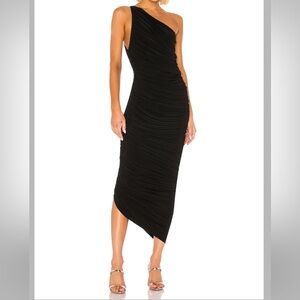 Alice + Olivia Black Asymmetrical Maxi Dress